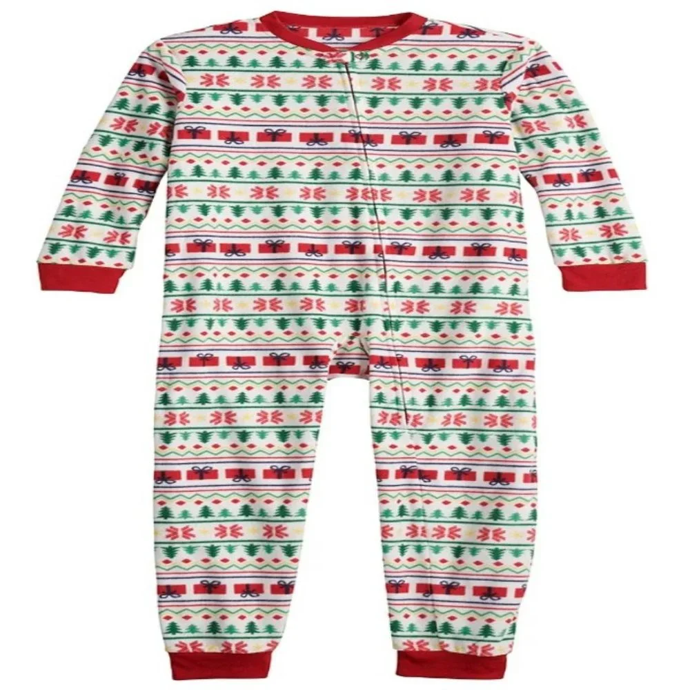 NWT Christmas Holiday Onesy Pajamas Fleece Jammies 7-8